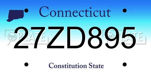 27ZD895 Connecticut License Plate