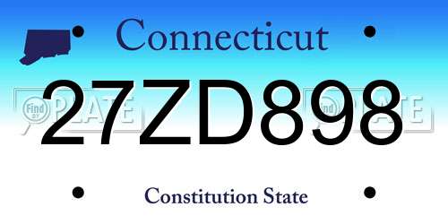 27ZD898 Connecticut License Plate