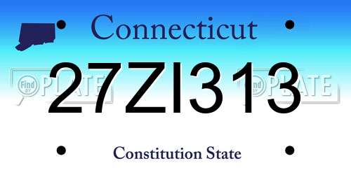 27ZI313 Connecticut License Plate
