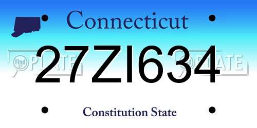 27ZI634 Connecticut License Plate