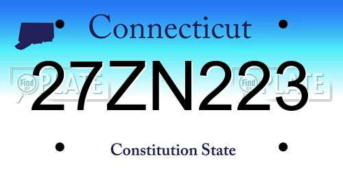 27ZN223 Connecticut License Plate