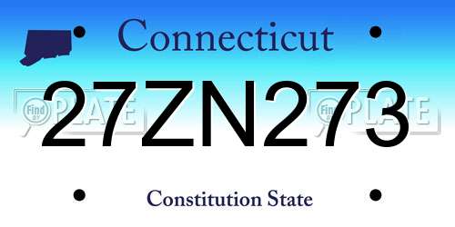27ZN273 Connecticut License Plate