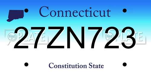27ZN723 Connecticut License Plate