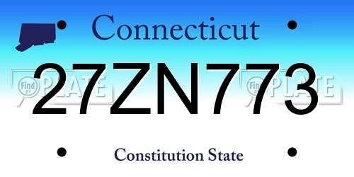 27ZN773 Connecticut License Plate