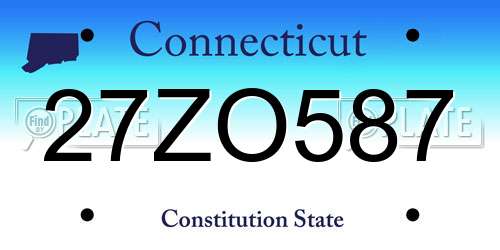 27ZO587 Connecticut License Plate