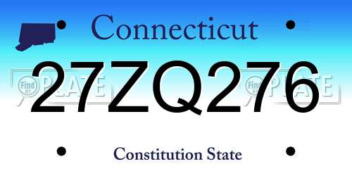 27ZQ276 Connecticut License Plate