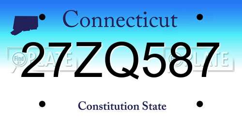 27ZQ587 Connecticut License Plate