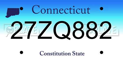 27ZQ882 Connecticut License Plate
