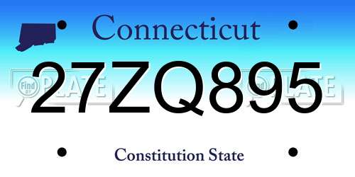 27ZQ895 Connecticut License Plate