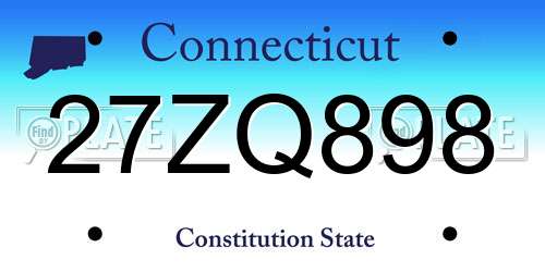 27ZQ898 Connecticut License Plate