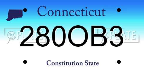 280OB3 Connecticut License Plate