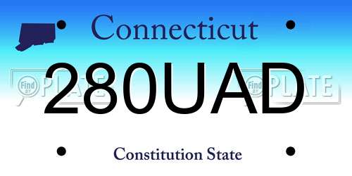 280UAD Connecticut License Plate