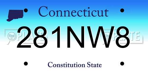 281NW8 Connecticut License Plate