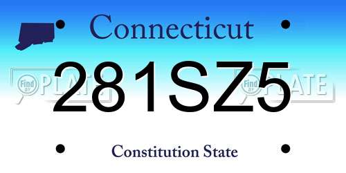 281SZ5 Connecticut License Plate