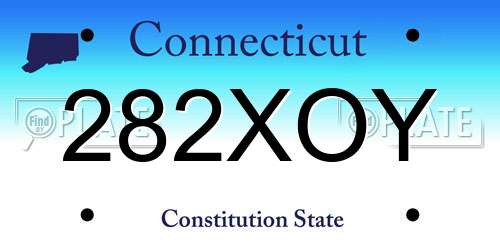 282XOY Connecticut License Plate