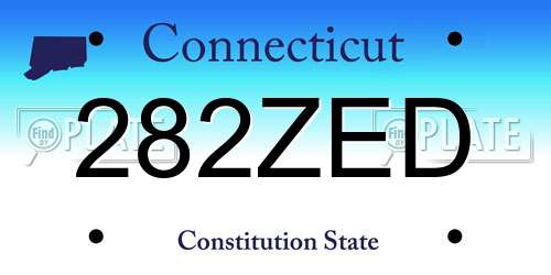 282ZED Connecticut License Plate