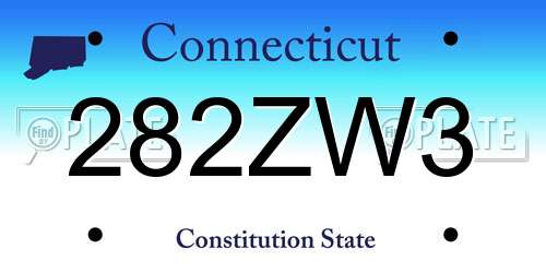 282ZW3 Connecticut License Plate