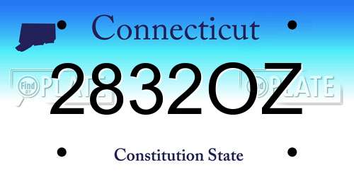 2832OZ Connecticut License Plate