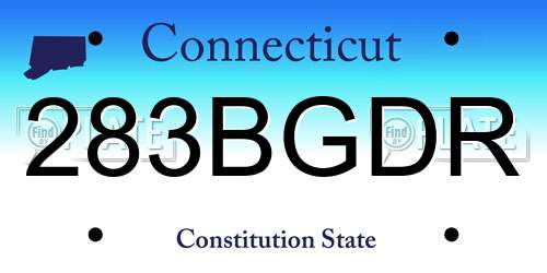 283BGDR Connecticut License Plate