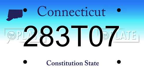 283T07 Connecticut License Plate