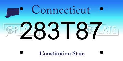 283T87 Connecticut License Plate