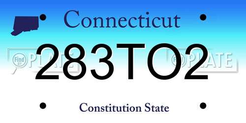 283TO2 Connecticut License Plate