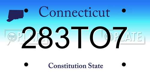 283TO7 Connecticut License Plate