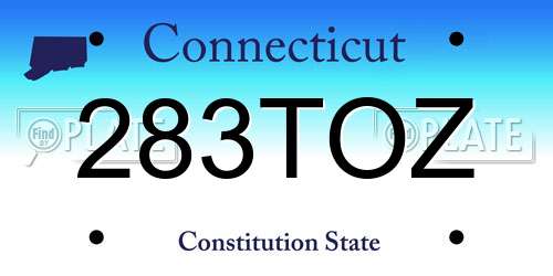 283TOZ Connecticut License Plate