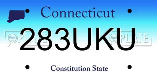 283UKU Connecticut License Plate