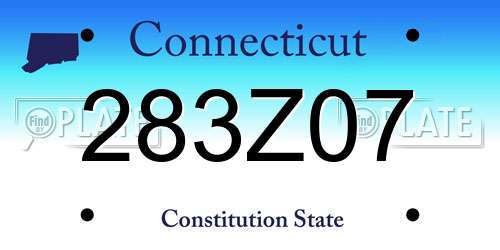 283Z07 Connecticut License Plate