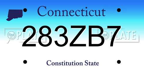 283ZB7 Connecticut License Plate