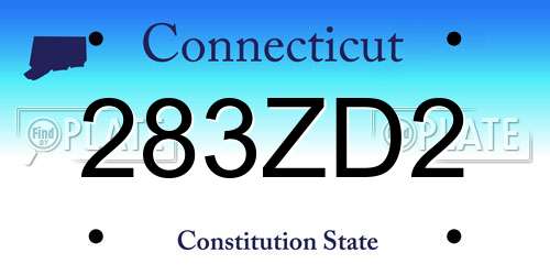 283ZD2 Connecticut License Plate