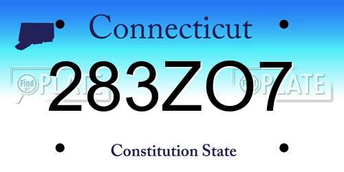 283ZO7 Connecticut License Plate