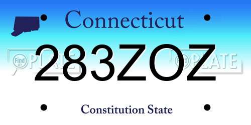 283ZOZ Connecticut License Plate