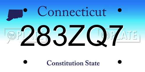 283ZQ7 Connecticut License Plate