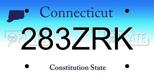 283ZRK Connecticut License Plate