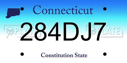 284DJ7 Connecticut License Plate