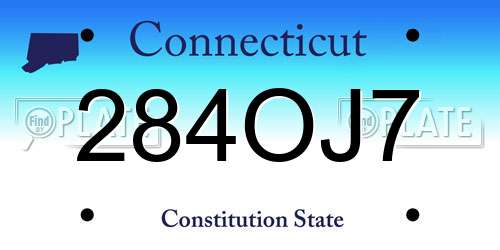 284OJ7 Connecticut License Plate