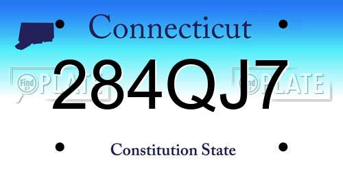 284QJ7 Connecticut License Plate