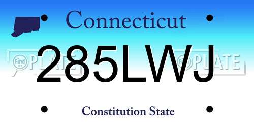 285LWJ Connecticut License Plate