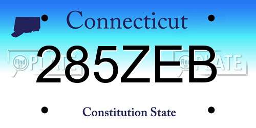 285ZEB Connecticut License Plate