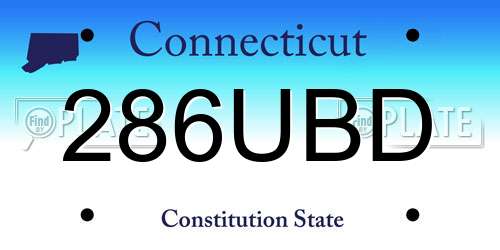 286UBD Connecticut License Plate