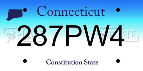 287PW4 Connecticut License Plate
