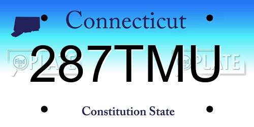 287TMU Connecticut License Plate