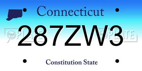 287ZW3 Connecticut License Plate