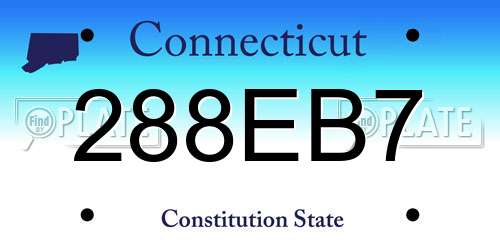 288EB7 Connecticut License Plate