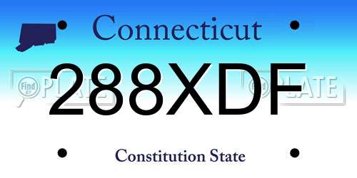 288XDF Connecticut License Plate