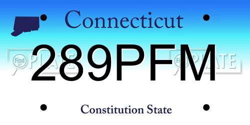 289PFM Connecticut License Plate
