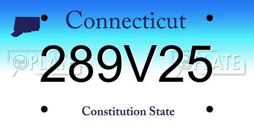 289V25 Connecticut License Plate