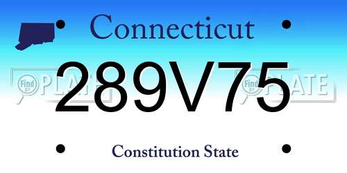 289V75 Connecticut License Plate